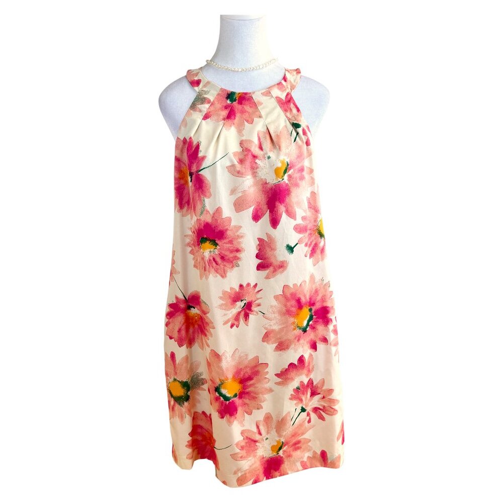 Donna Morgan Floral Dress Beige Pink Peach Sheath (8) NWT
